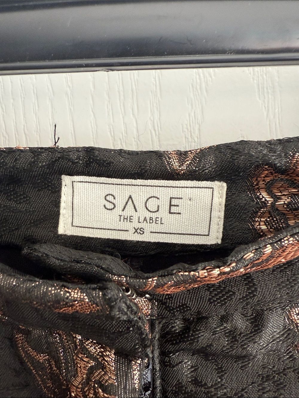Sage Metallic Floral Straight Leg Pants - Black & Gold - Picture 4 of 8
